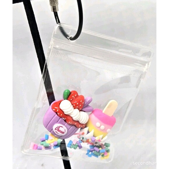 My Pretties Cute Dessert Charm Keychain w Cupcake, Popsicle & Sprinkle Confetti - Picture 1 of 3